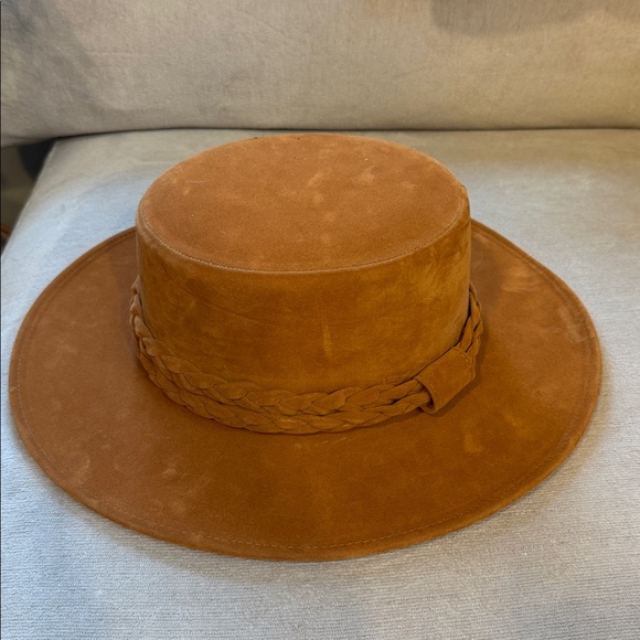 Anthropologie Asn Deep Rust Rancher Hat Double Braided Vegan Suede Brown - Picture 7 of 9